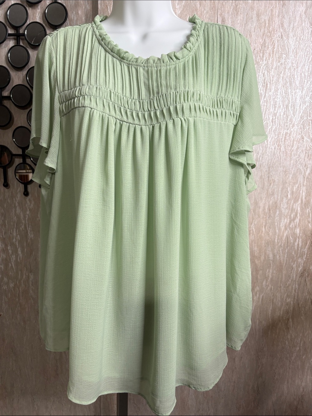 torrid Light Mint Ruffle Yoke Tunic Top